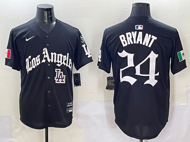 Men Los Angeles Dodgers #24 Bryant Black Five generations Joint Name 2025 Nike MLB Jersey style 14